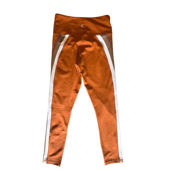 Zyia Orange Side Striped Joplin Light N Tight Leggings 4 Womens Skinny Workout - Picture 4 of 5